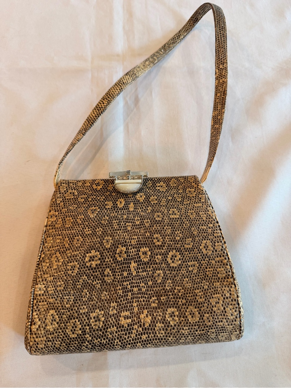 Vintage Judith Leiber Exotic Ring Lizard Evening Bag with Jeweled Closure
